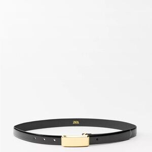 Zara Black Belt with Gold Rectangle Plate Buckle